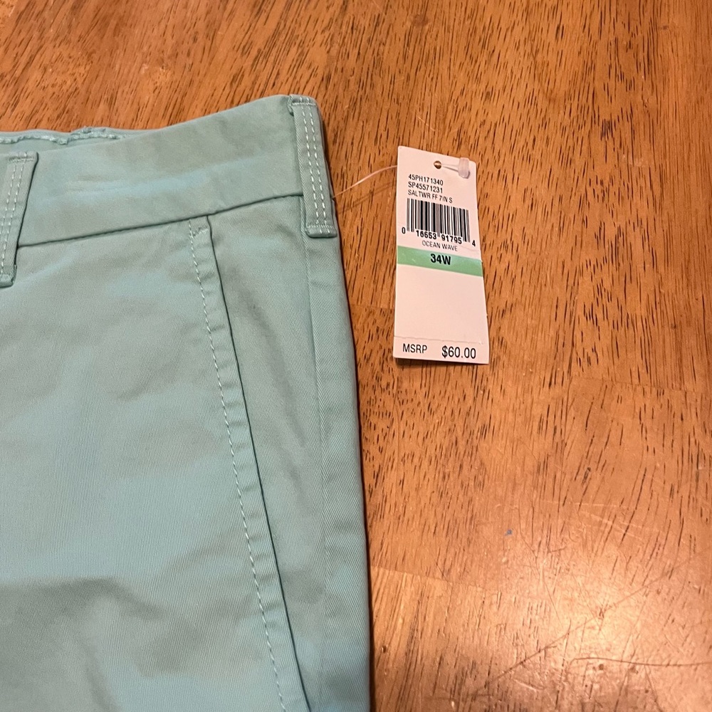 $60 NWT IZOD Men's Light Blue Shorts, size 34, 7” inseam - Picture 2 of 9